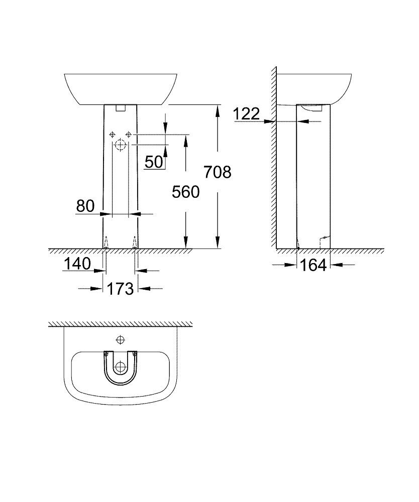 Grohe Bau Ceramic pjedestalas praustuvui 39425000 kaina ir informacija | Praustuvai | pigu.lt