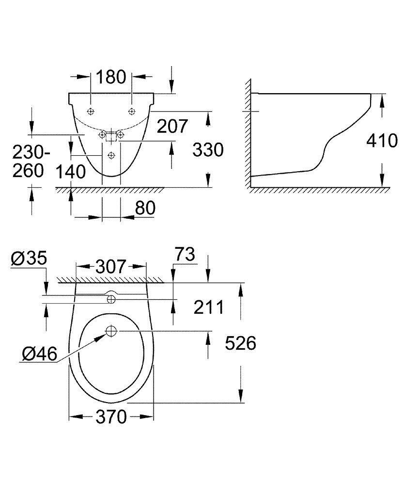 Grohe Bau Ceramic ant sienos kabinama bidė 39433000 цена и информация | Bidė | pigu.lt