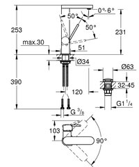 Grohe Plus однорычажный смеситель для раковины, размер L и поворотный излив 23873003 цена и информация | Смесители | pigu.lt