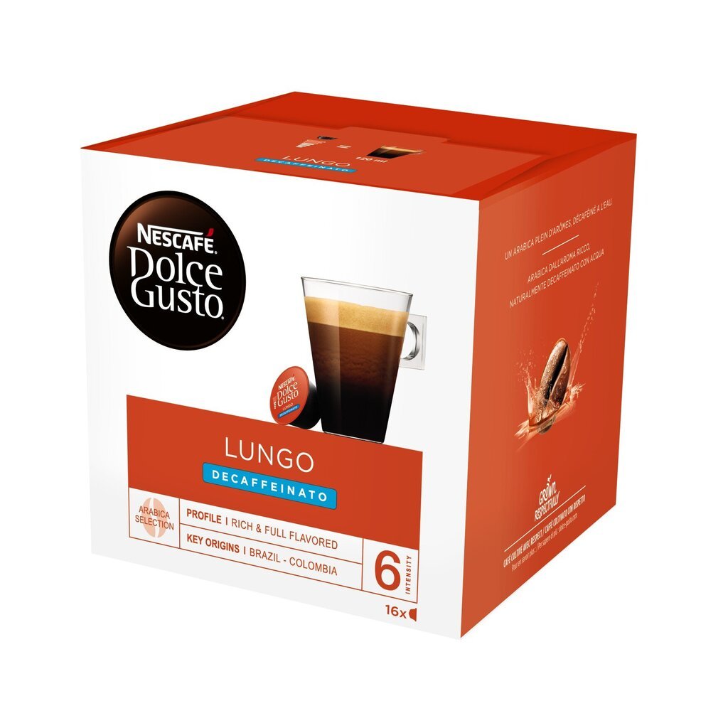 NESCAFE DOLCE GUSTO Lungo Decaffeinato, 16 kaps. kaina ir informacija | Kava, kakava | pigu.lt