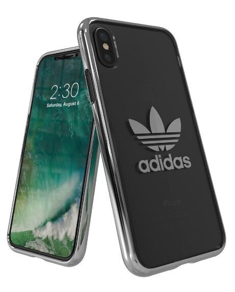 Adidas Nugarėlė telefonui Apple iPhone X / XS, Skaidri/Sidabrinė kaina ir informacija | Telefono dėklai | pigu.lt
