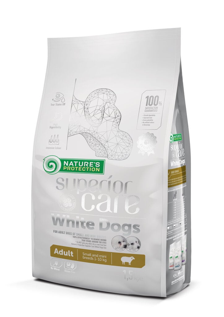 Nature‘s Protection Superior Care White Dogs suaugusiems balto ir šviesaus kailio šunims 1,5 kg цена и информация | Sausas maistas šunims | pigu.lt