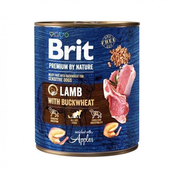 Brit Premium by Nature konservai šunims Lamb with Buckwheat 800g цена и информация | Konservai šunims | pigu.lt