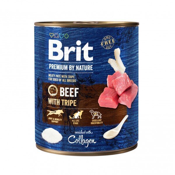 Brit Premium by Nature konservai šunims Beef with Tripes 800g цена и информация | Konservai šunims | pigu.lt