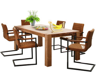 Комплект мебели для столовой Notio Living Ea 200/Sandra, кресла с подлокотниками, коричневый/светло-коричневый цена и информация | Комплекты мебели для столовой | pigu.lt