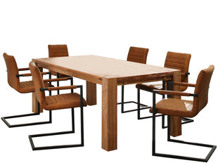 Valgomojo baldų komplektas Notio Living Ea 200/Sandra, kėdės su porankiais, rudas/šviesiai rudas kaina ir informacija | Valgomojo komplektai | pigu.lt