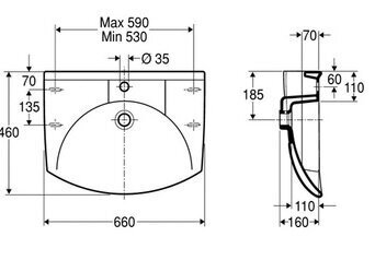 Ifo Sign 7332 praustuvas, 660x460mm цена и информация | Praustuvai | pigu.lt