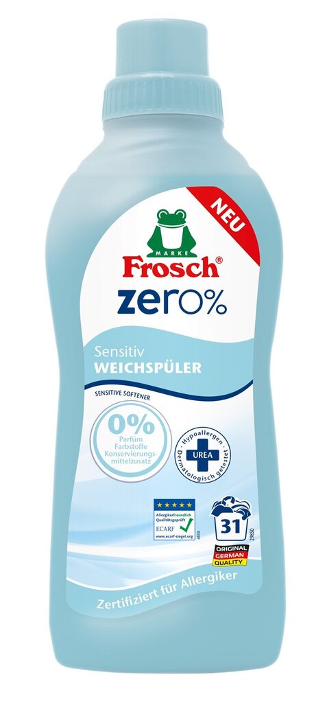 Skalbinių minkštiklis Frosch Zero 750ml kaina ir informacija | Skalbimo priemonės | pigu.lt