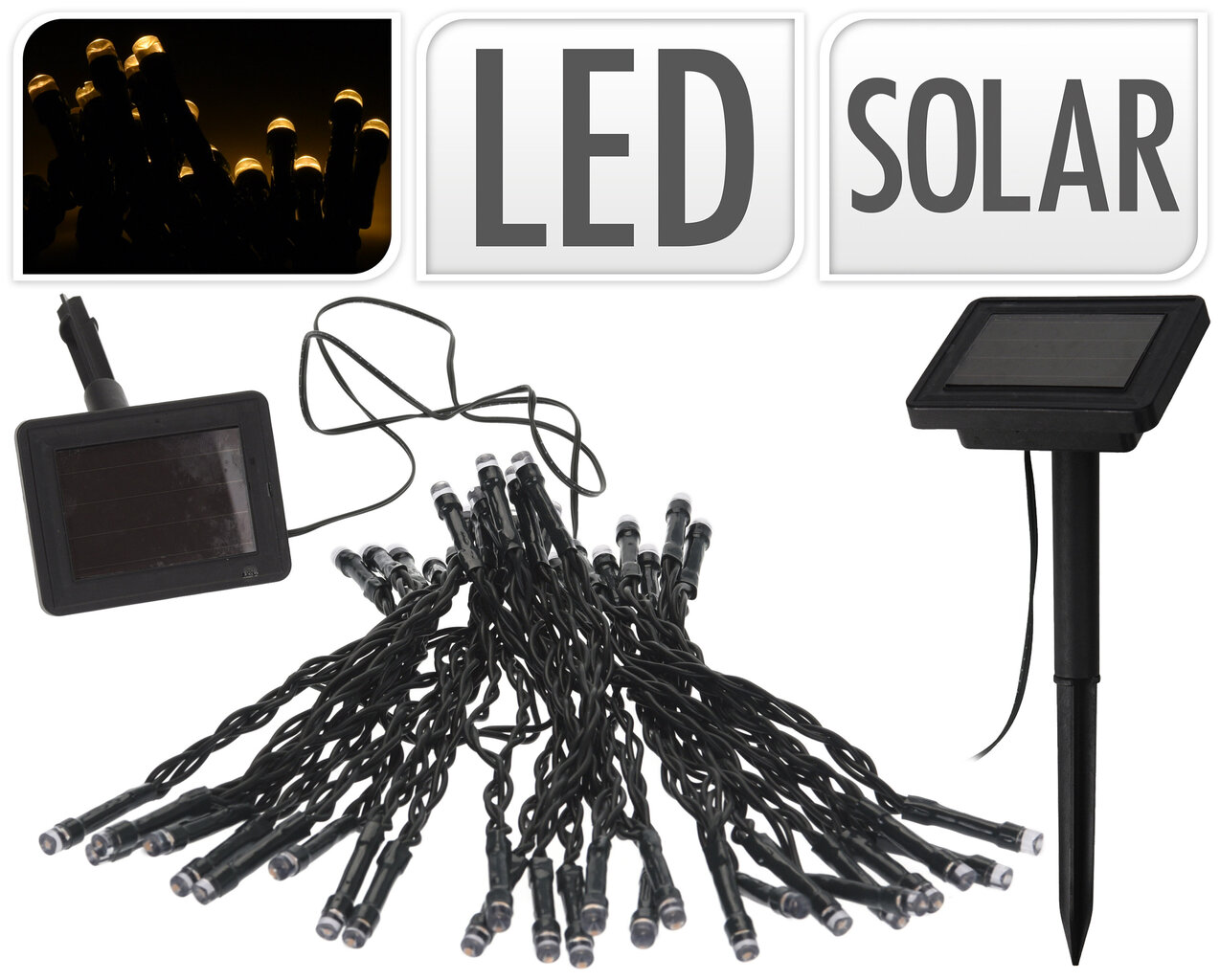 Sodo girlianda su saulės baterija, 100 LED цена и информация | Lauko šviestuvai | pigu.lt