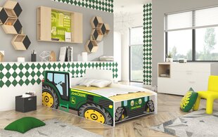 Vaikiška lova ADRK Furniture Tractor, 140x70 cm, žalia kaina ir informacija | Vaikiškos lovos | pigu.lt