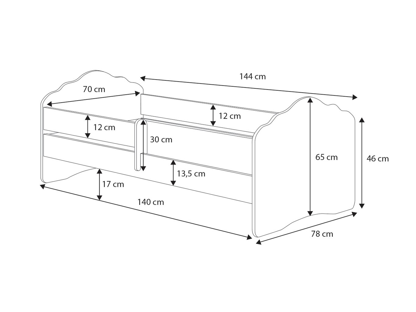 Vaikiška lova ADRK Furniture Casimo Cat, 140x70cm kaina ir informacija | Vaikiškos lovos | pigu.lt