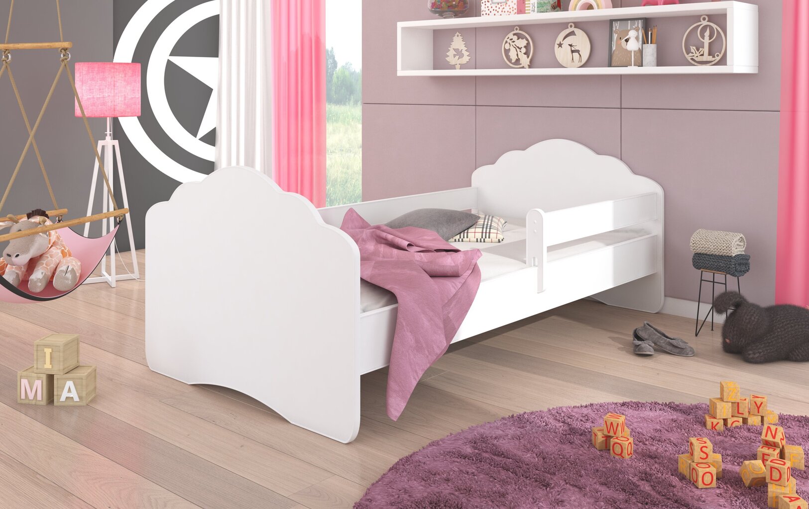 Vaikiška lova su nuimama apsauga ADRK Furniture Casimo White, 70X140 cm, balta kaina ir informacija | Vaikiškos lovos | pigu.lt