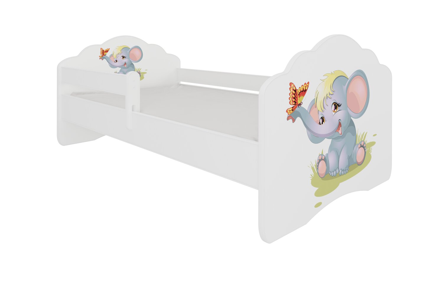 Vaikiška lova su nuimama apsauga ADRK Furniture Casimo Elephant, 70x140 cm kaina ir informacija | Vaikiškos lovos | pigu.lt