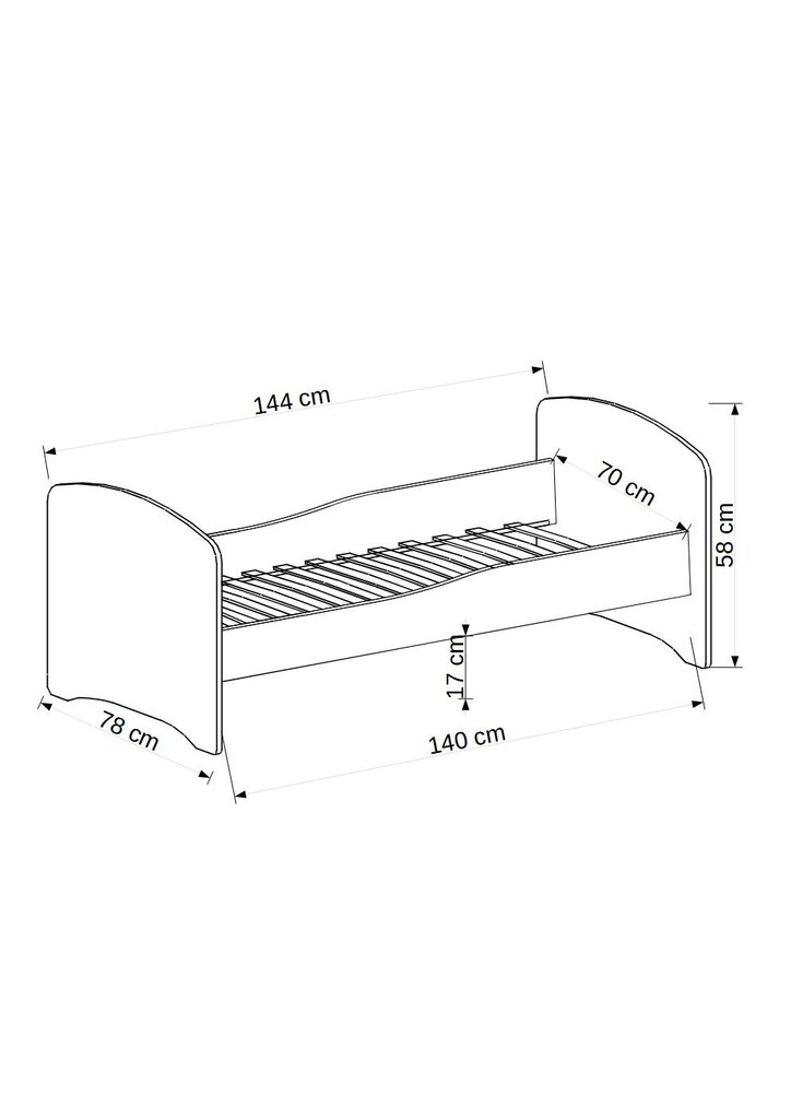 Vaikiška lova ADRK Furniture Gonzalo White 144, 140x70 cm kaina ir informacija | Vaikiškos lovos | pigu.lt