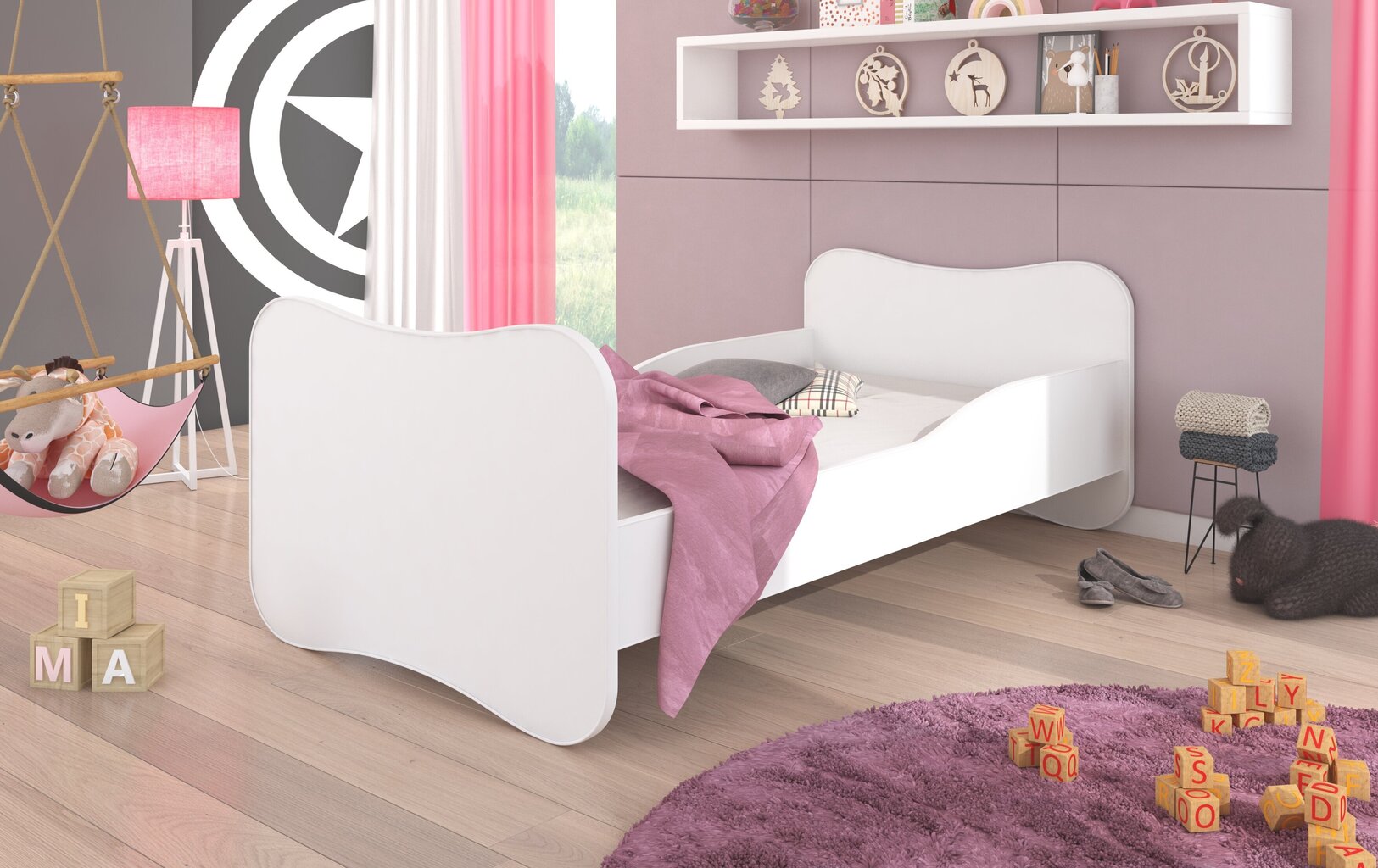 Vaikiška lova ADRK Furniture Gonzalo White 144, 140x70 cm kaina ir informacija | Vaikiškos lovos | pigu.lt