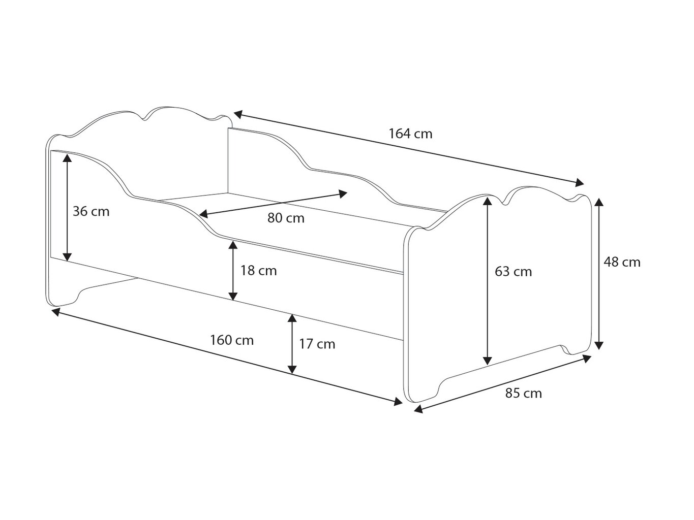 Vaikiška lova ADRK Furniture Ximena 164, 80x160 cm, balta kaina ir informacija | Vaikiškos lovos | pigu.lt