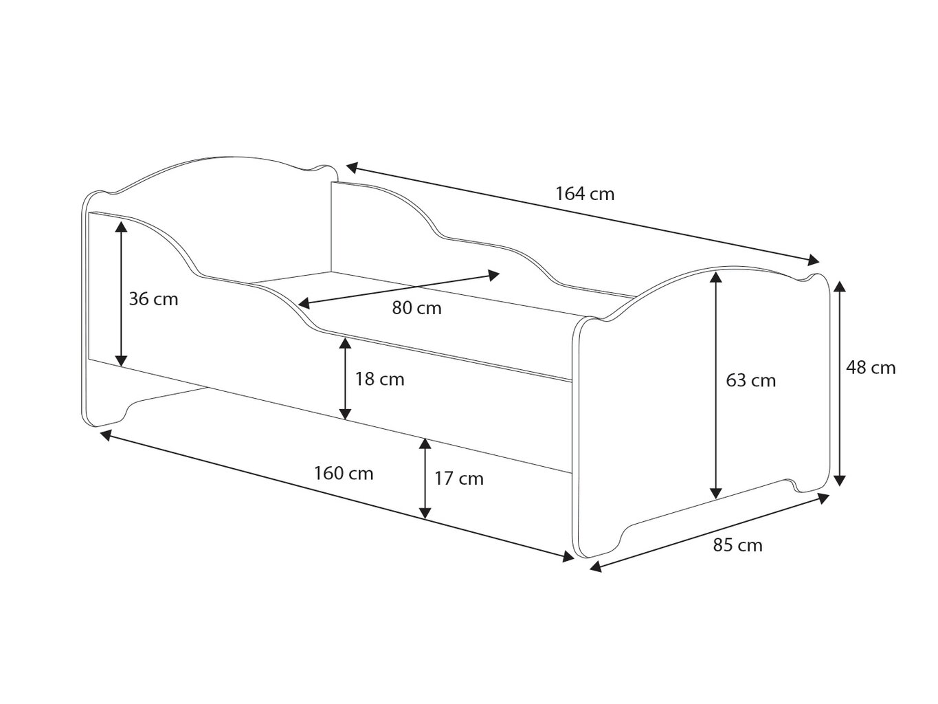 Vaikiška lova ADRK Furniture Amadis 164, 80x160 cm, balta цена и информация | Vaikiškos lovos | pigu.lt