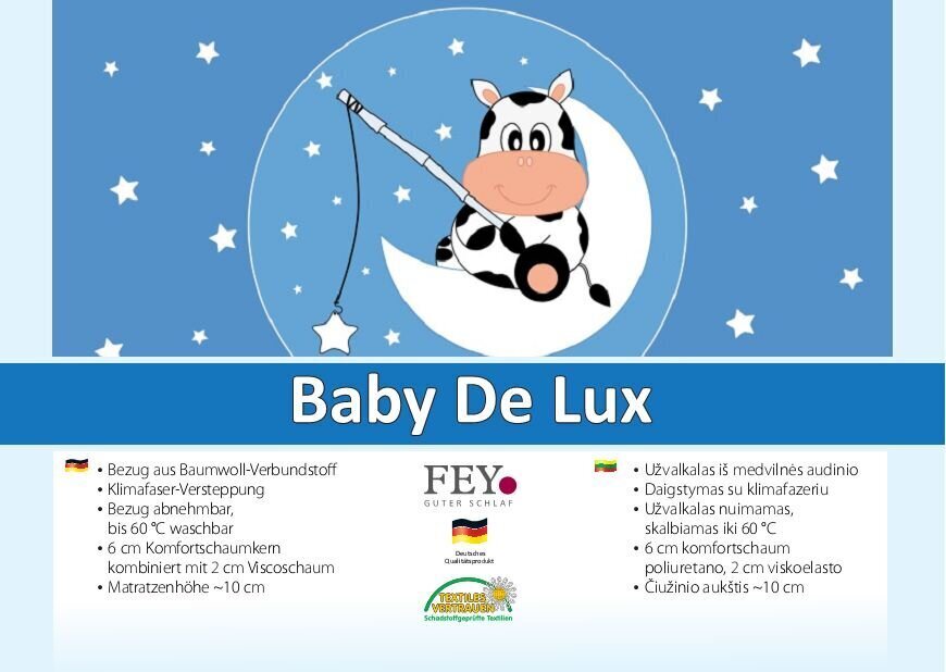 Vaikiškas čiužinys FEY Baby de Luxe, 70x140 cm цена и информация | Čiužiniai | pigu.lt