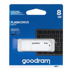 GOODRAM FLASHDRIVE 8GB UME2 USB 2.0 WHITE kaina ir informacija | USB laikmenos | pigu.lt