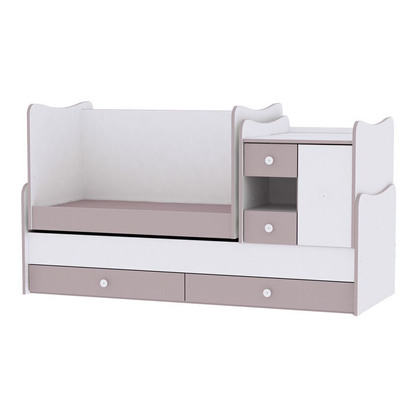 Auganti vaikiška lovytė su komoda Lorelli Mini Max New, 120x60, balta цена и информация | Kūdikių lovytės | pigu.lt