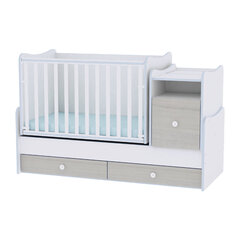 Auganti vaikiška lovytė su komoda Lorelli Trend Plus New, 110x62, balta/pilka kaina ir informacija | Kūdikių lovytės | pigu.lt