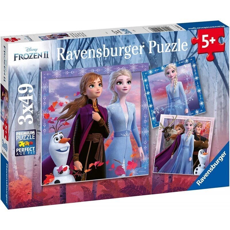 Dėlionė Ravensburger Ledo šalis 2 (Frozen 2) Kelionė prasideda, 3 x 49 d., 5011 kaina ir informacija | Dėlionės (puzzle) | pigu.lt