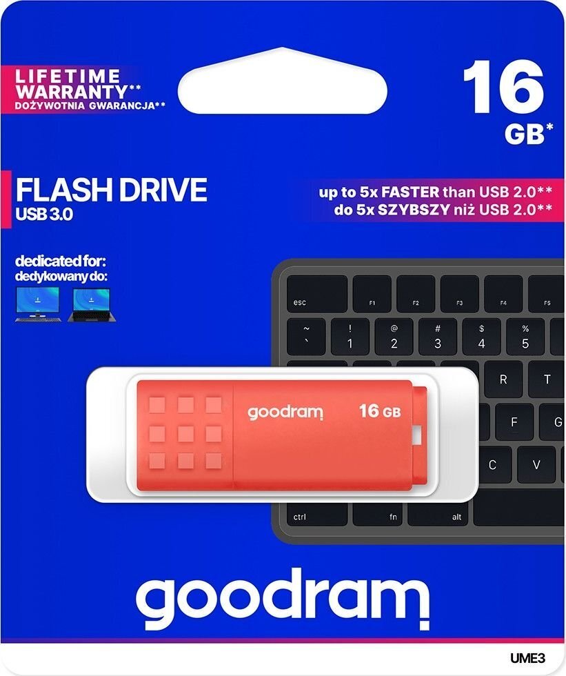 Goodram Pendrive 16GB USB 3.0 цена и информация | USB laikmenos | pigu.lt