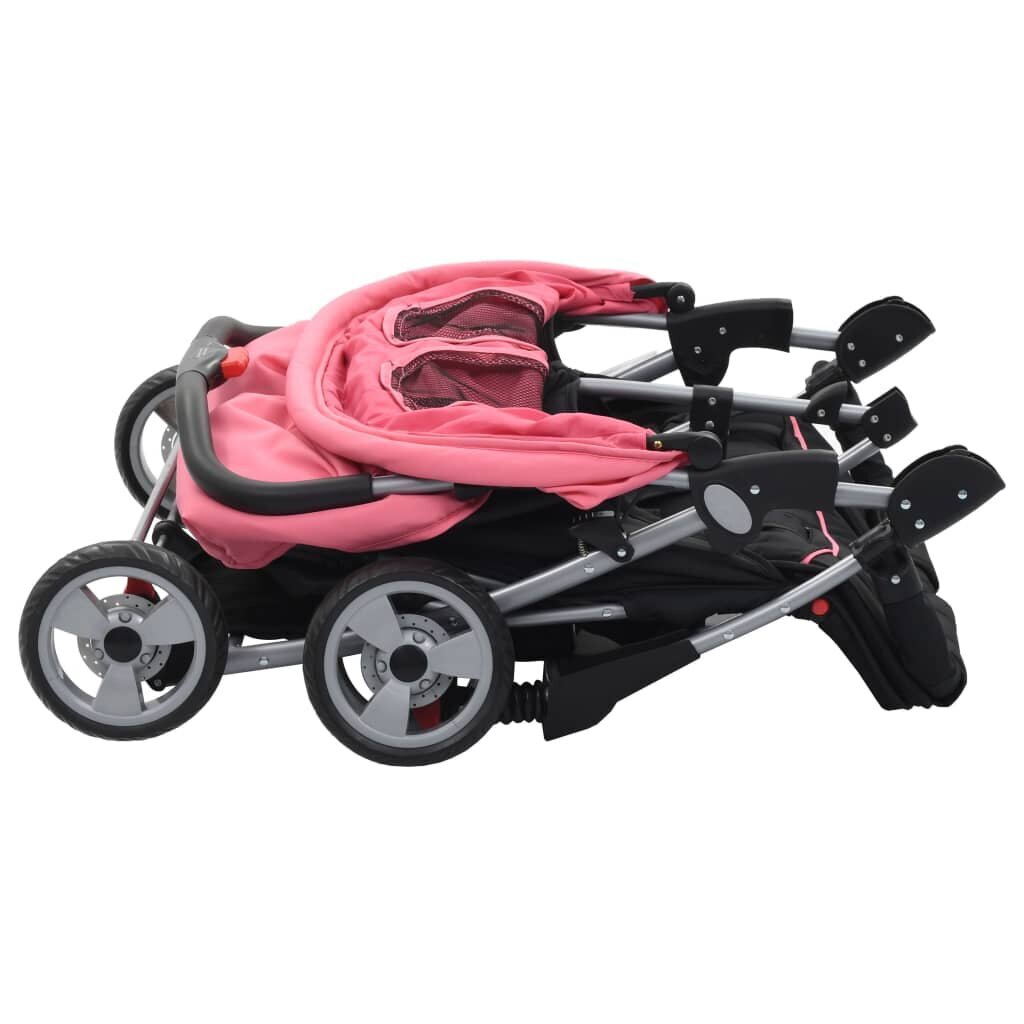 Vežimėlis dvynukams, rožinis/juodas цена и информация | Vežimėliai | pigu.lt
