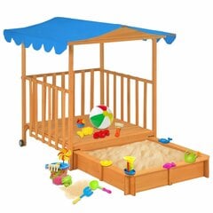 Vaikų žaidimų namelis su smėlio dėže, mėlynas kaina ir informacija | Vaikų žaidimų nameliai | pigu.lt