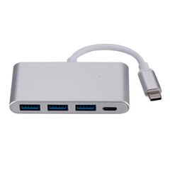 Roger AD15641 USB-C Хаб - Разделитель 3 x USB 3.0 / USB-C Серебряный цена и информация | Адаптеры, USB-разветвители | pigu.lt