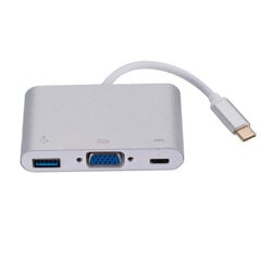 Roger Multimedia Adapter Type-C на VGA + USB / USB-C Серебряный цена и информация | Адаптеры, USB-разветвители | pigu.lt