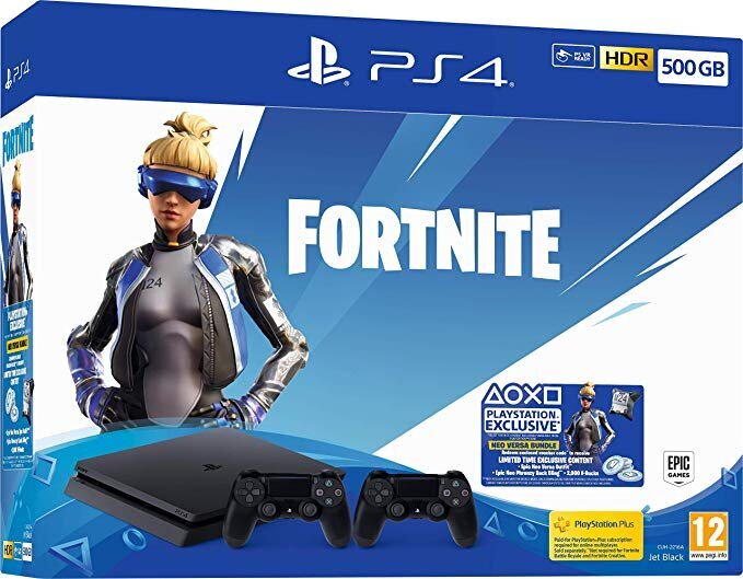 Sony PlayStation 4 (PS4) Slim, 500 GB + Fortnite Neo Versa + 2 valdymo pulteliai kaina ir informacija | Žaidimų konsolės | pigu.lt