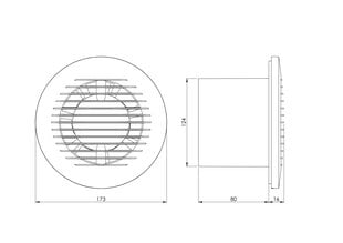 Elektrinis ventiliatorius Europlast E-Extra EA125, Ø125mm su rutuliniu guoliu kaina ir informacija | Vonios ventiliatoriai | pigu.lt