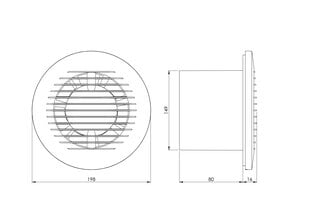 Электровентилятор Europlast E-Extra EA150, Ø150 мм, с шариковым подшипником цена и информация | Вентиляторы для ванной | pigu.lt