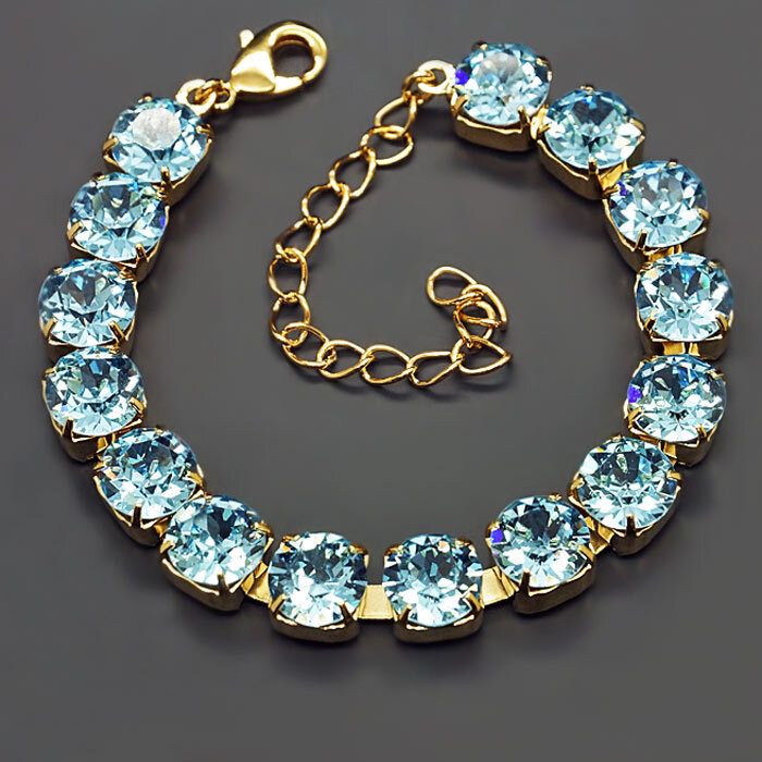 Apyrankė moterims DiamondSky „Classic (Aquamarine Blue)“ su Swarovski kristalais