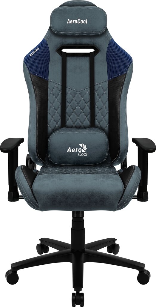 Žaidimų kėdė Aerocool DUKE AeroSuede, juoda/mėlyna kaina ir informacija | Biuro kėdės | pigu.lt
