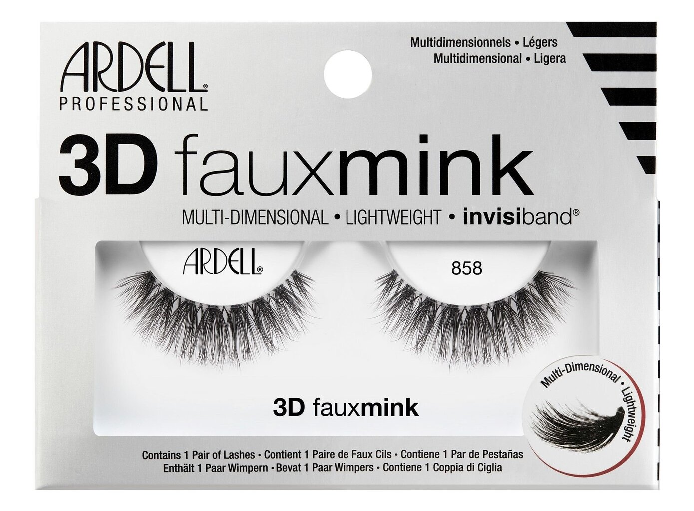 Dirbtinės blakstienos Ardell 3D Faux Mink False Eyelashes 858 Lash, juoda kaina ir informacija | Priklijuojamos blakstienos, blakstienų rietikliai | pigu.lt