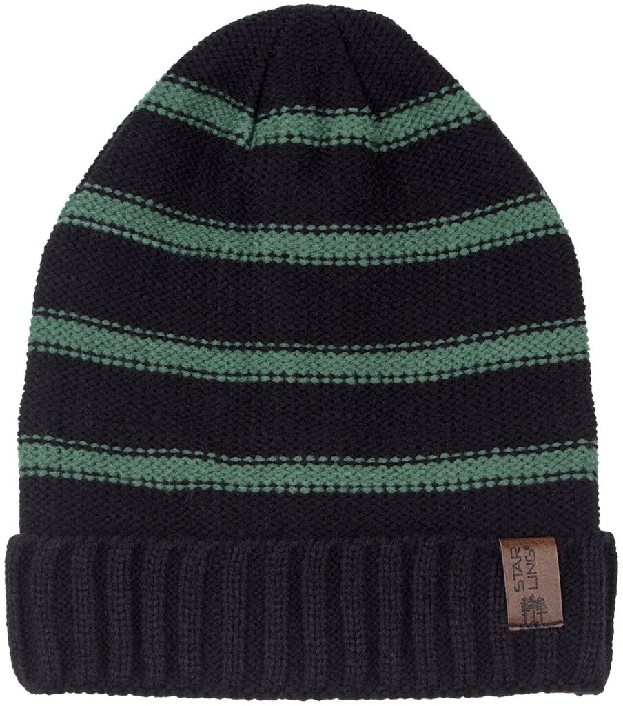 Starling žieminė kepurė berniukams Nico, black/green цена и информация | Žiemos drabužiai vaikams | pigu.lt
