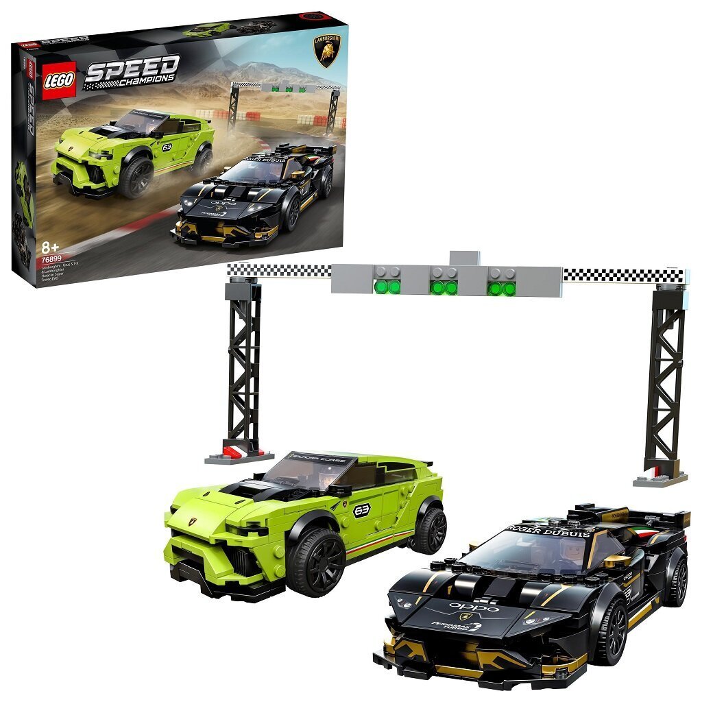 76899 LEGO® Speed Champions Lamborghini Urus ST-X ir Lamborghini Huracán Super Trofeo Evo kaina ir informacija | Konstruktoriai ir kaladėlės | pigu.lt