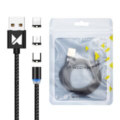 Кабель Wozinsky Magnetic WMC-01, USB/micro USB/USB C/Lightning, 1 м цена и информация | Кабели для телефонов | pigu.lt