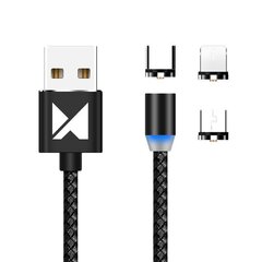 Кабель Wozinsky Magnetic WMC-01, USB/micro USB/USB C/Lightning, 1 м цена и информация | Кабели для телефонов | pigu.lt