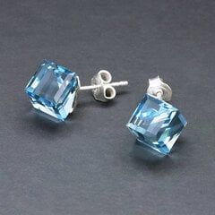 Серебряные серьги "Рубикон II (Aquamarine Blue)" с кристаллами Swarovski™ цена и информация | Серьги | pigu.lt