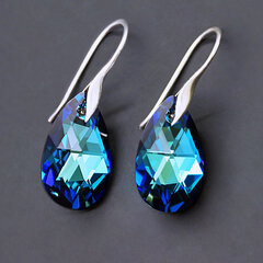 Sidabriniai auskarai moterims DiamondSky Baroque Bermuda Blue su Swarovski kristalais kaina ir informacija | Auskarai | pigu.lt