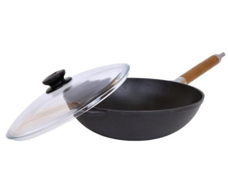 Ketaus WOK 24cm su dangčiu ir nuimama rankena, 2l kaina | pigu.lt