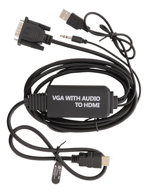 Deltaco VGA-HDMI17, VGA/HDMI/USB-A/Aux 3.5 mm, 2 m цена и информация | Kabeliai ir laidai | pigu.lt