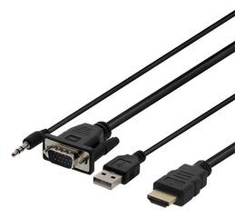 Deltaco VGA-HDMI17, VGA/HDMI/USB-A/Aux 3.5 mm, 2 m kaina ir informacija | Deltaco Buitinė technika ir elektronika | pigu.lt