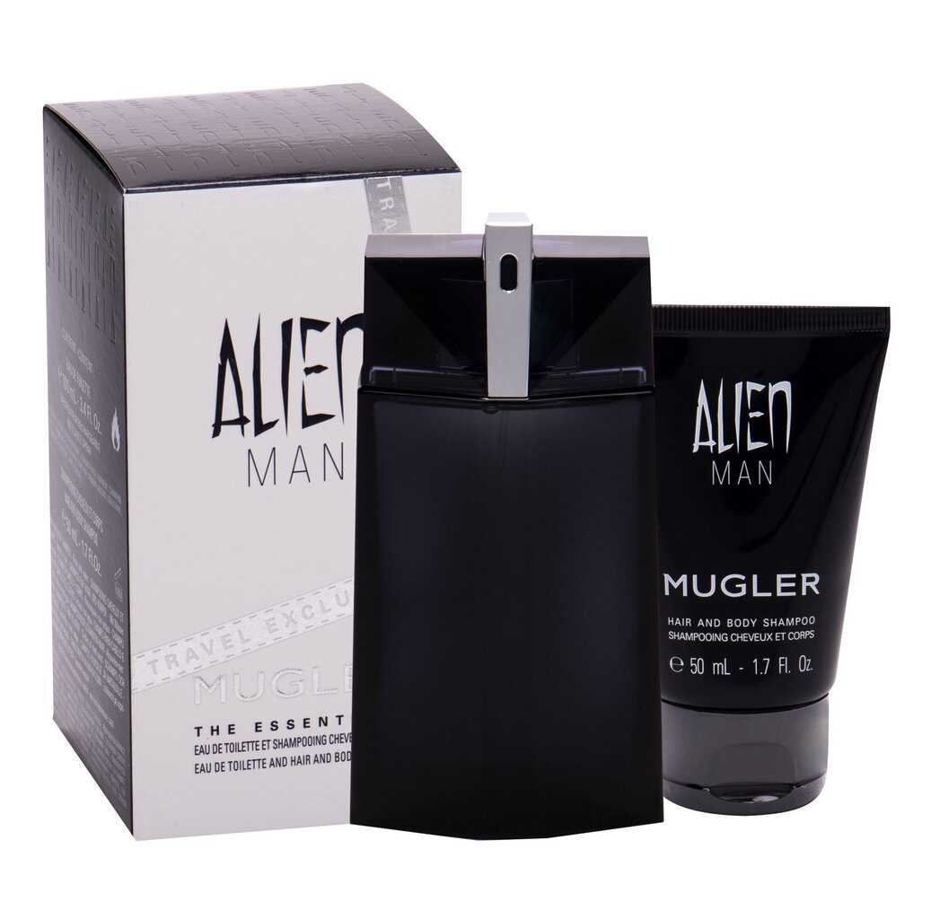 Rinkinys Thierry Mugler Alien Man vyrams: EDT 100 ml + šampūnas (dušo želė) 50 ml kaina ir informacija | Kvepalai vyrams | pigu.lt