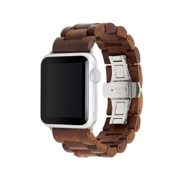 Woodcessories EcoStrap Eco145 Walnut Silver kaina ir informacija | Išmaniųjų laikrodžių ir apyrankių priedai | pigu.lt