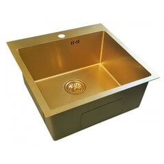 Раковина из нержавеющей стали D5151HG GOLD с сифоном. цена и информация | Раковины на кухню | pigu.lt