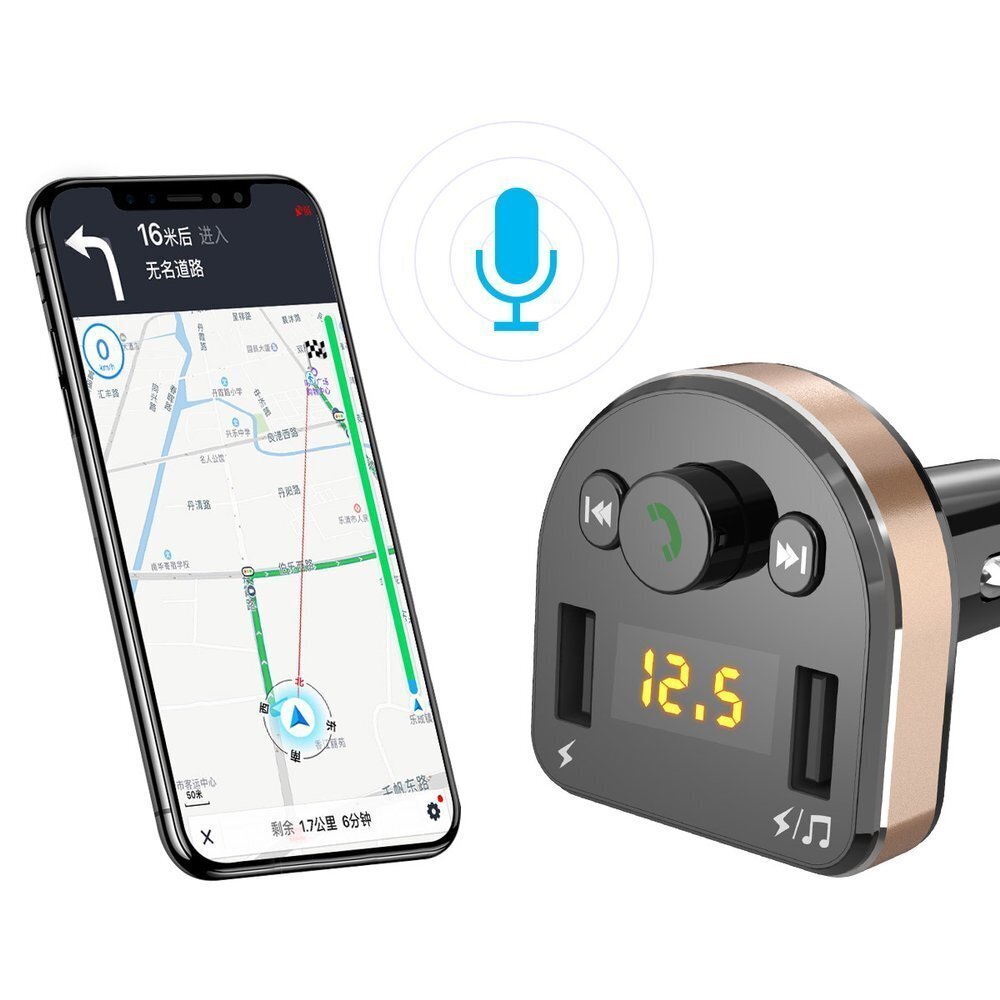 Автомобильное зарядное устройство Dudao Bluetooth FM Transmitter MP3 Car  Charger 2x USB 3.4A black (R2Pro black) цена | pigu.lt